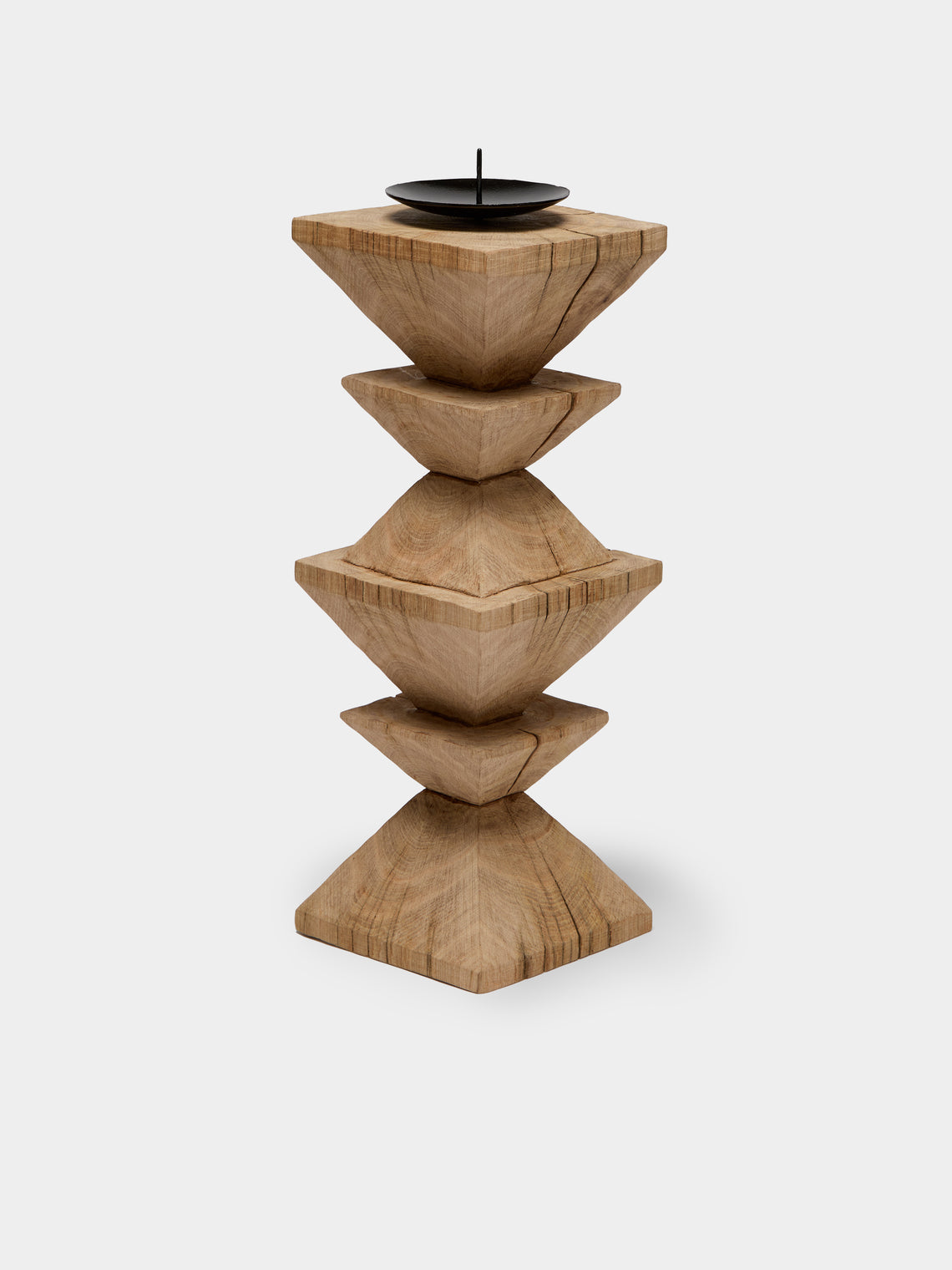 Jamie Gaunt Designs - Totem Hand-Carved Wood Candle Holder - Light Brown - ABASK