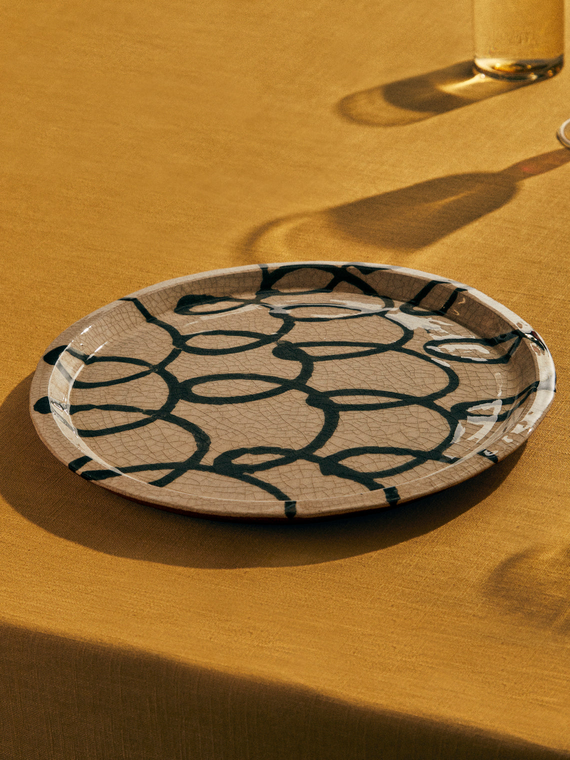 Aono Pottery - Slipware Round Platter - Cream - ABASK