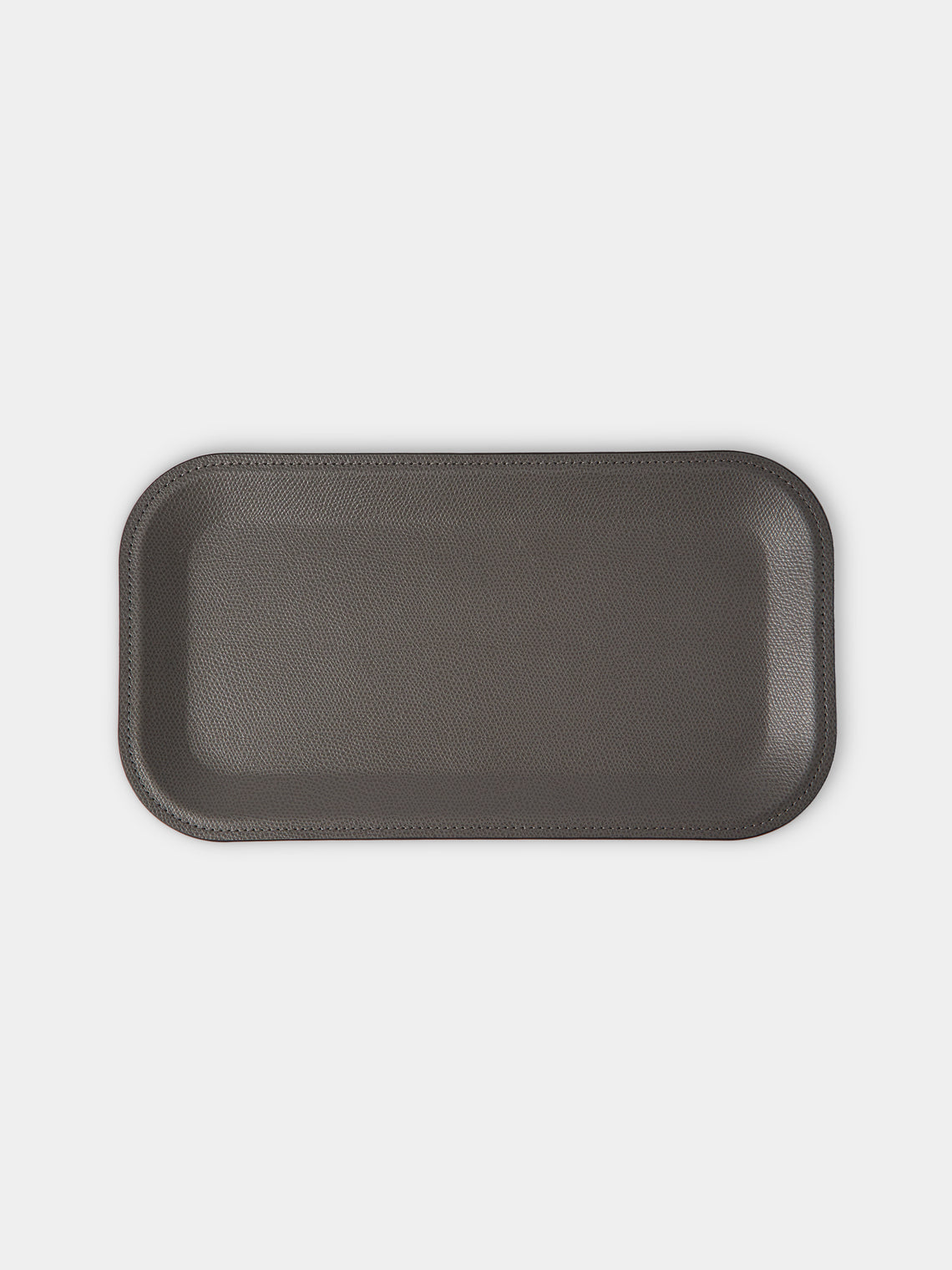 Pinetti - Victor Leather Trinket Tray (11.5in/29.5cm) - Dark Gray - ABASK - 