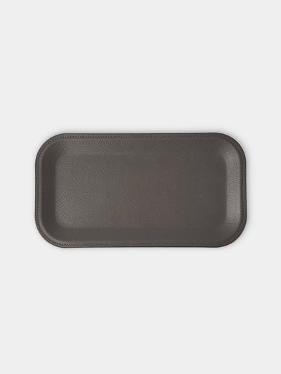 Pinetti - Victor Leather Trinket Tray (11.5in/29.5cm) - Dark Gray - ABASK - 
