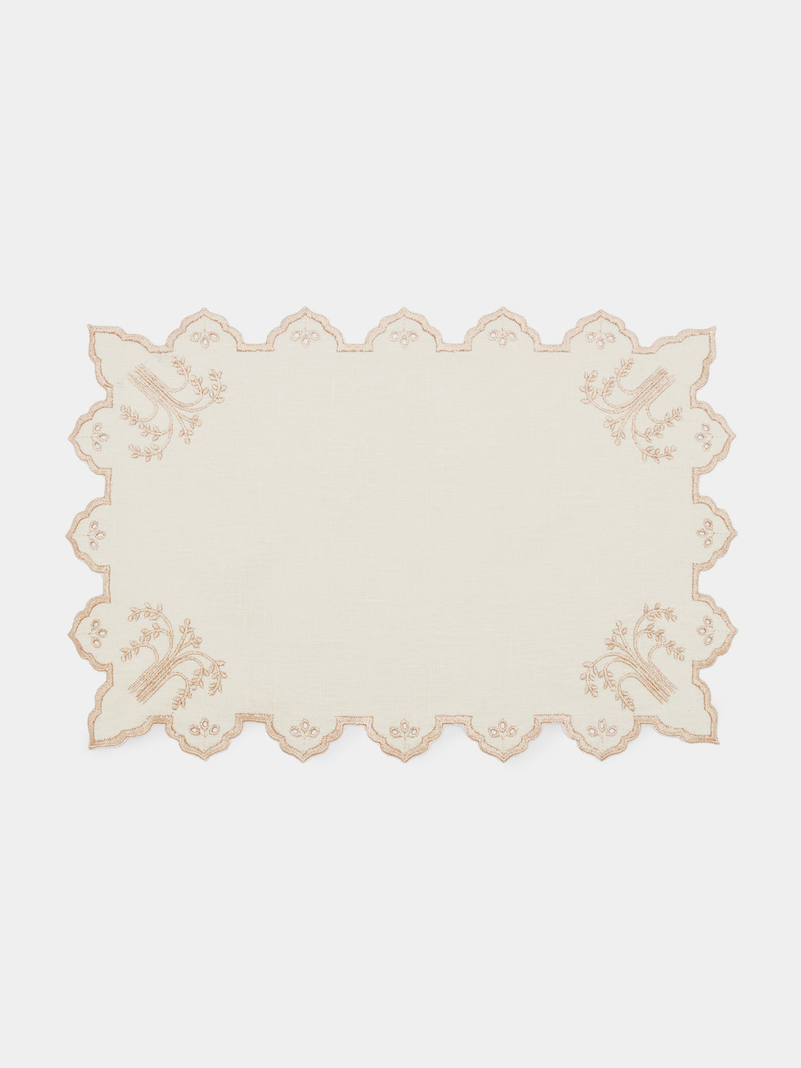 Borgo delle Tovaglie - Eden Embroidered Linen Placemats (Set of 4) - Natural - ABASK - 