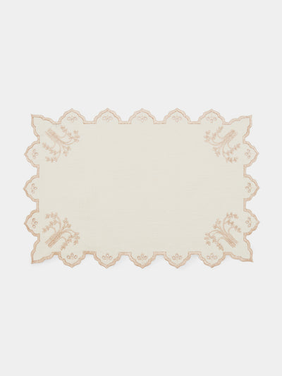 Borgo delle Tovaglie - Eden Embroidered Linen Placemats (Set of 4) - Natural - ABASK - 