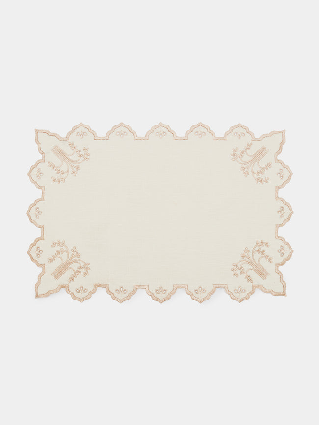 Borgo delle Tovaglie - Eden Embroidered Linen Placemats (Set of 4) - Natural - ABASK - 