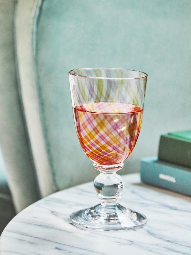 Emsie Sharp - Hand-Blown Striped Wine Glass -  - ABASK