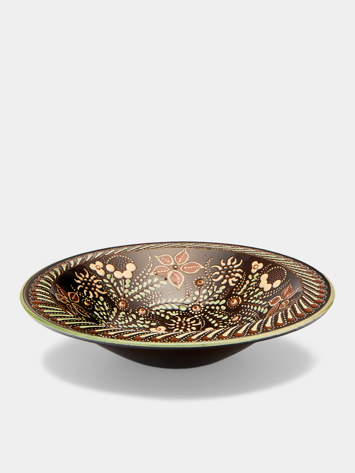 Poterie d’Évires - Flowers Hand-Painted Ceramic Large Breakfast Serving Bowl -  - ABASK
