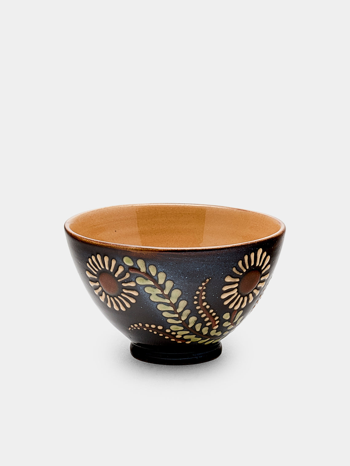 Poterie d’Évires - Flowers Hand-Painted Ceramic Petit Bowls (Set of 6) - Dark brown - ABASK