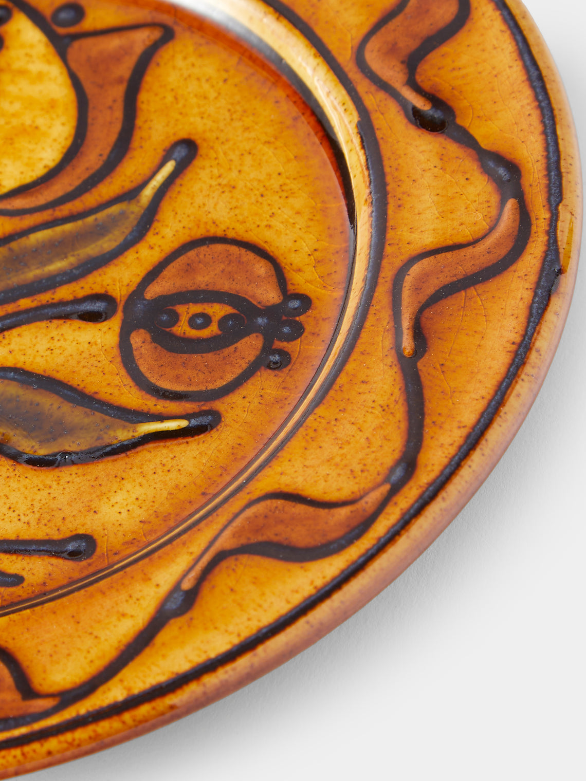 Fitch & McAndrew - Tulips and Buds Slipware Salad / Dessert Plate (7.5in/19cm) - Orange - ABASK
