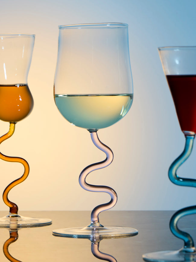 River Valadez - Hand-Blown White Wine Glasses (Set of 2) - Clear - ABASK