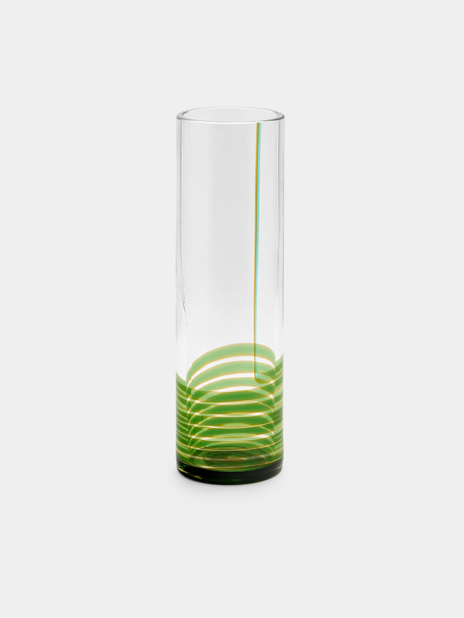 Antique and Vintage - 1980s Zuccheri for Venini Bifilo Murano Glass Tall Vase - Green - ABASK - 