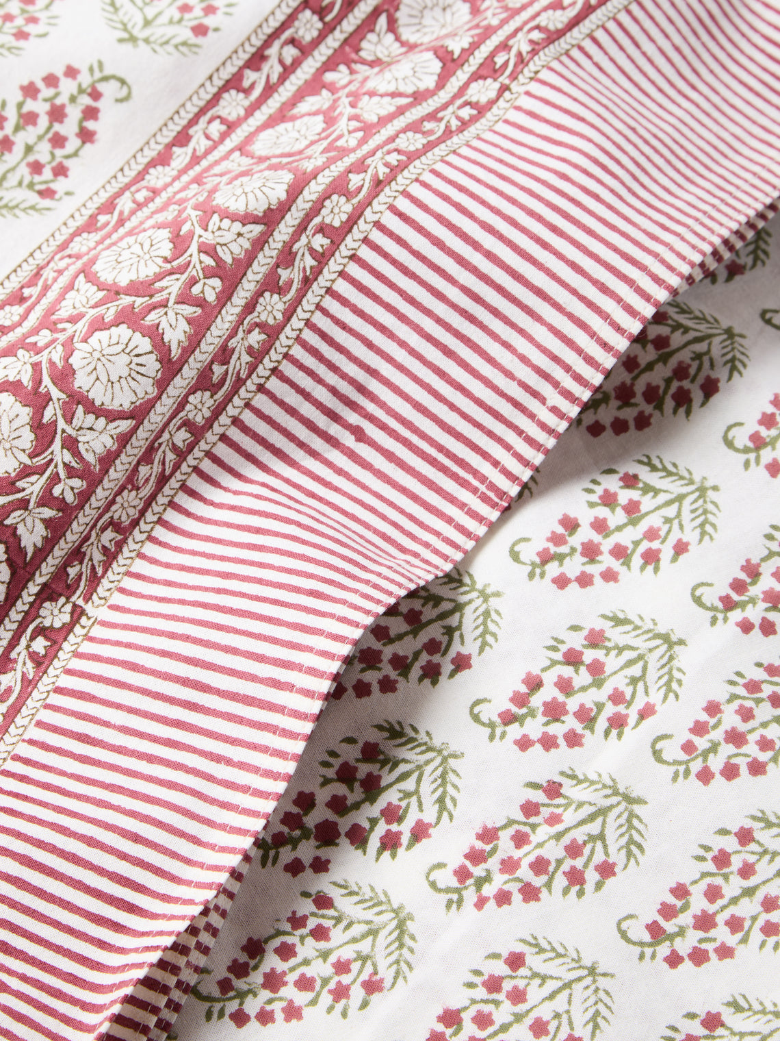 Chamois - Persian Paisley Block-Printed Cotton Rectangular Tablecloth (106in/2.7m) - Red - ABASK