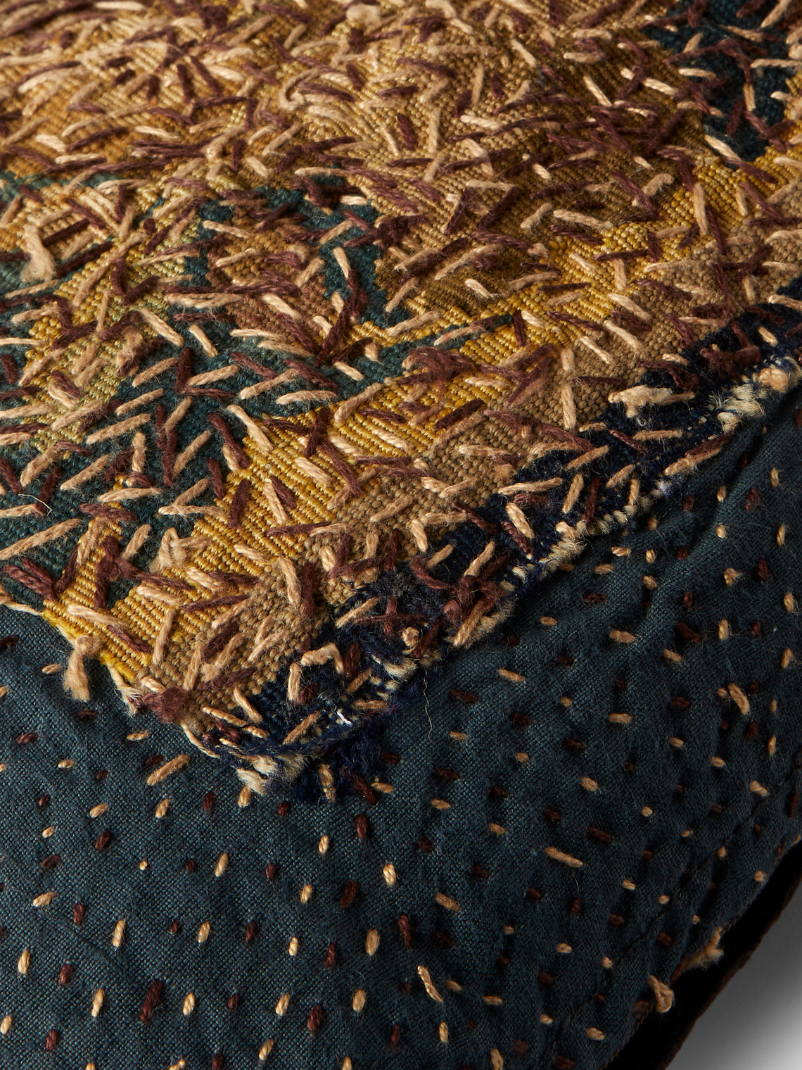By Walid - 17th-Century Flemish Tapestry Linen and Velvet Cushion (12in/30cm) - Multiple - ABASK