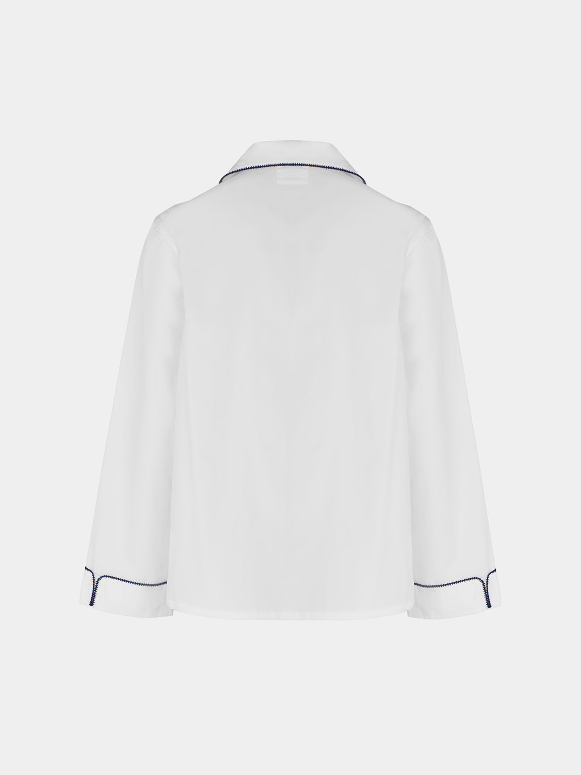 Sebline - Stitch Hand-Embroidered Cotton Pajama Shirt | Size: M - White - ABASK