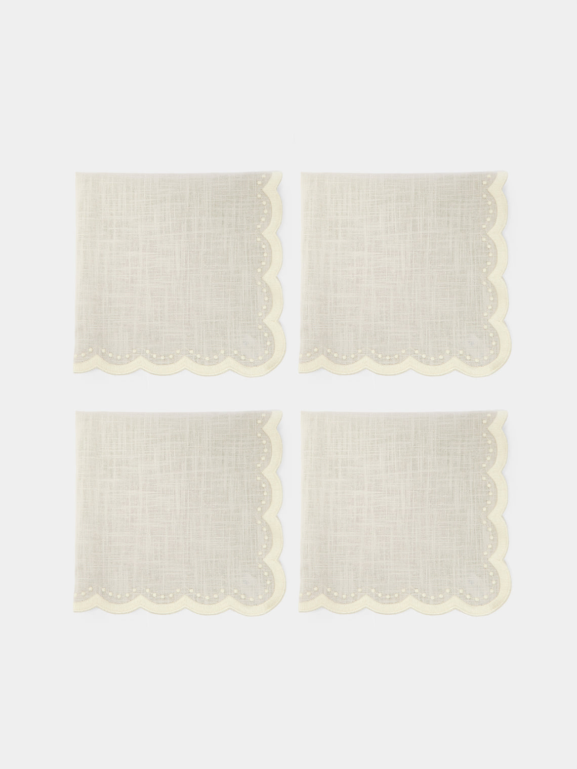 HMA | Blank Space - Bluebell Embroidered Linen Napkins (Set of 4) - Natural - ABASK