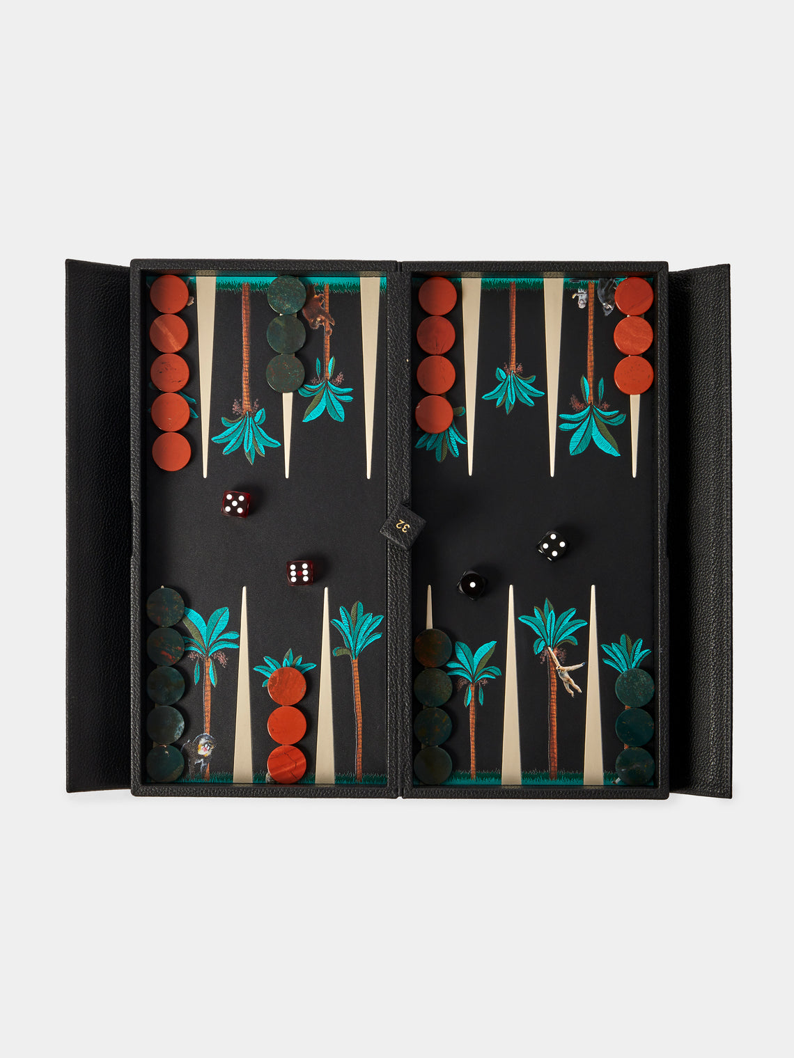 Alexandra Llewellyn - On Safari: Monkey Leather Travel Backgammon Set - Black - ABASK - 