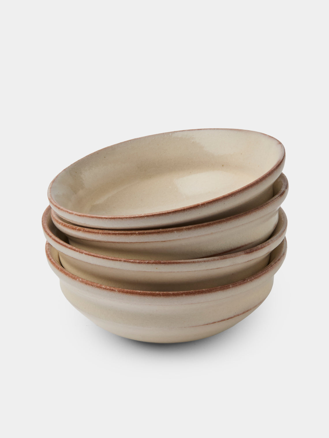Fuminari Araga - Kohiki Slipware Shallow Bowls – 3.5in/9.5cm (Set of 4) - White - ABASK