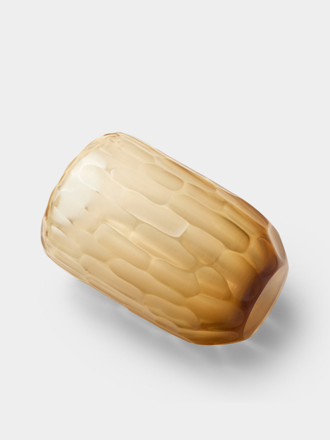 Micheluzzi Glass - Rullo Miele Bamboo Hand-Blown Murano Glass Vase (8.5in/22cm) - Yellow - ABASK