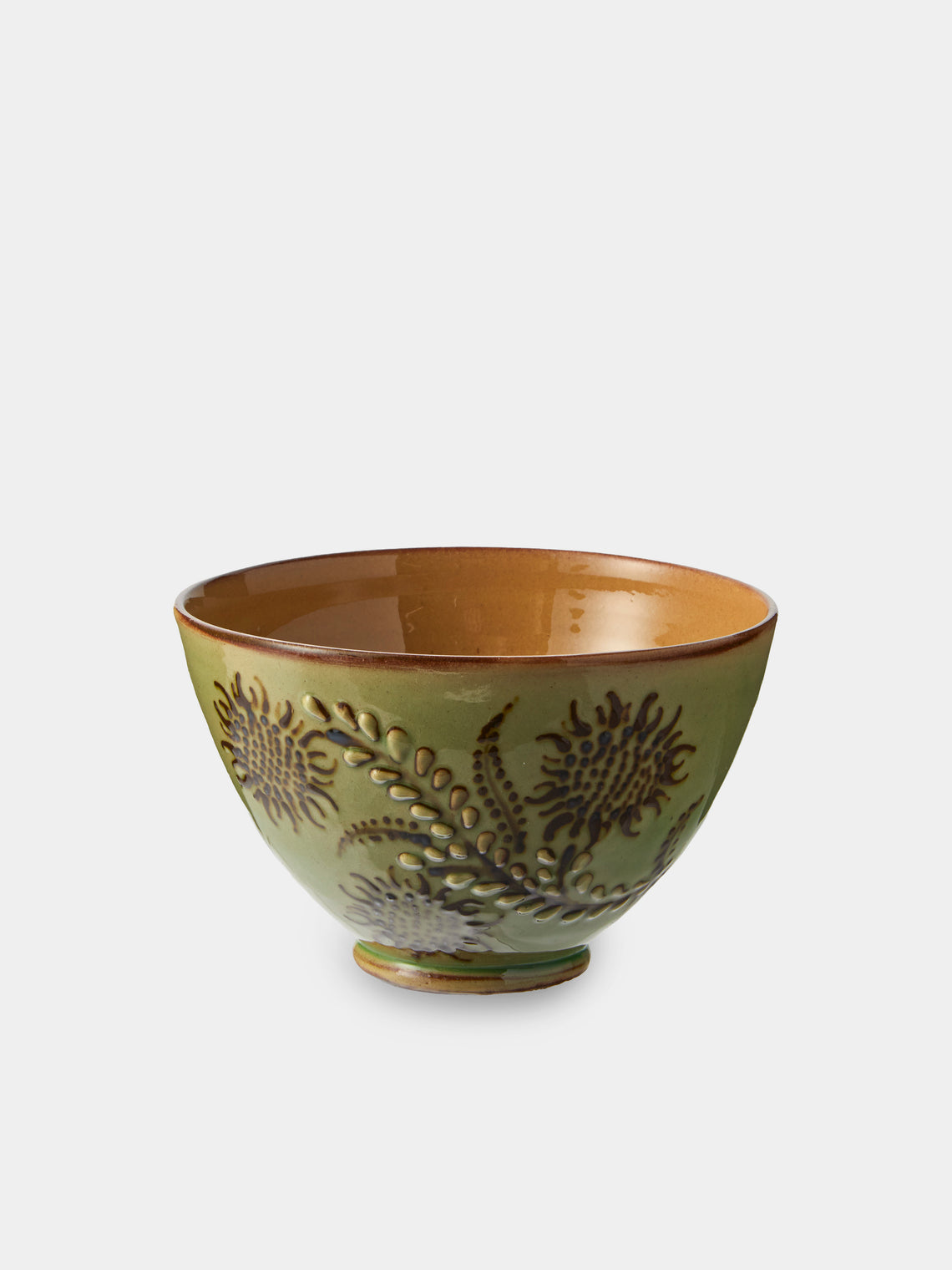Poterie d’Évires - Flowers Hand-Painted Ceramic Small Bowls (Set of 4) - Green - ABASK