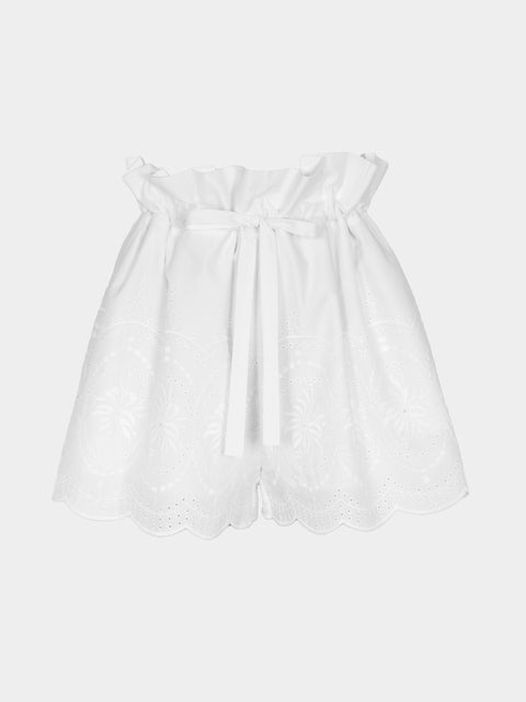 Loretta Caponi - Marissa Embroidered Cotton Shorts | Size: XS -  - ABASK - 