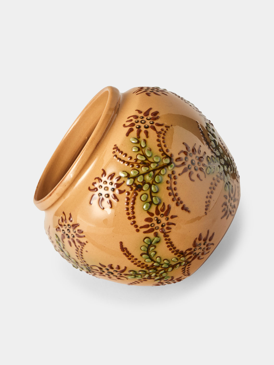 Poterie d’Évires - Flowers Hand-Painted Ceramic Vase (6.5in/17cm) - Cream - ABASK