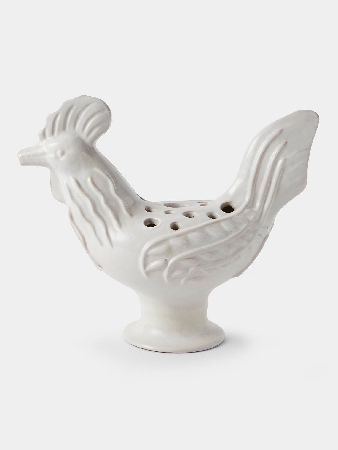 Antique and Vintage - 1940s Émile Tessier Ceramic Cockerel Tulipiere (12in/30cm) - White - ABASK - 