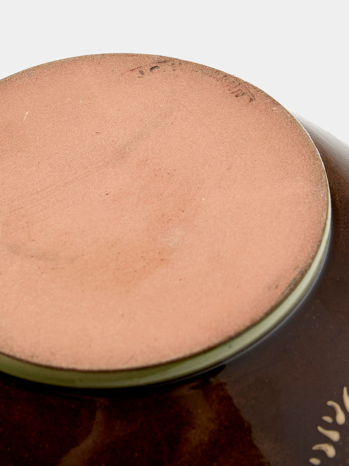 Poterie d’Évires - Flowers Hand-Painted Ceramic Extra Large Serving Bowl - Dark brown - ABASK