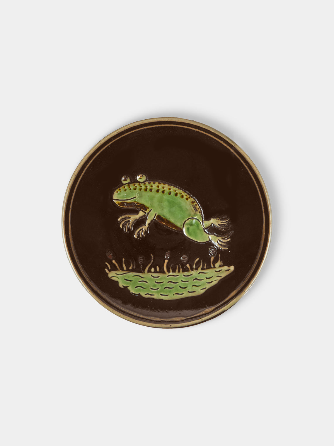 Poterie d’Évires - Animals Hand-Painted Ceramic Plates – 5.5in/14cm (Set of 4) - Dark Brown - ABASK