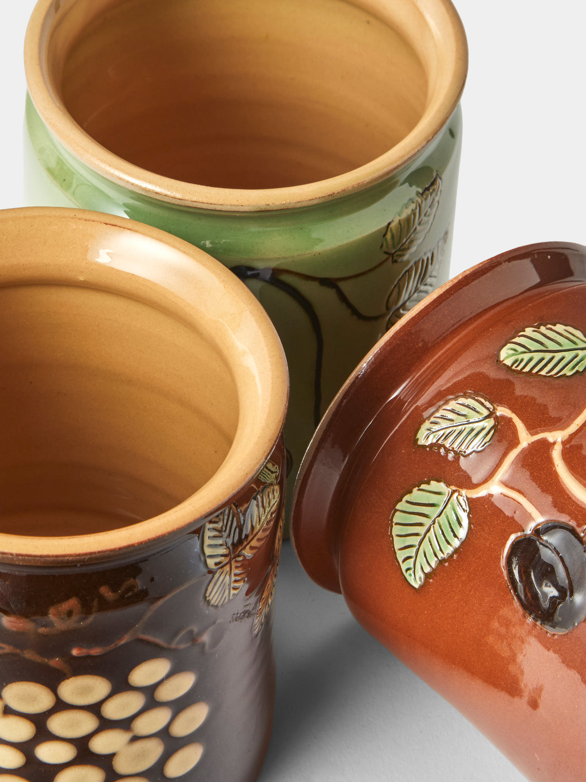Poterie d’Évires - Fruits Hand-Painted Ceramic Jam Pots (Set of 3) - Multiple - ABASK