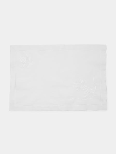 Rolande du Dreuilh Créations - Hand-Embroidered Cotton Placemats (Set of 4) - White - ABASK - 
