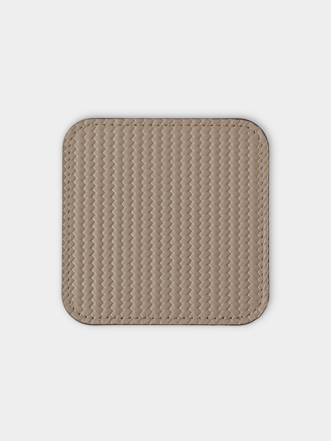 Pinetti - Woven Leather Square Coasters (Set of 6) - Taupe - ABASK