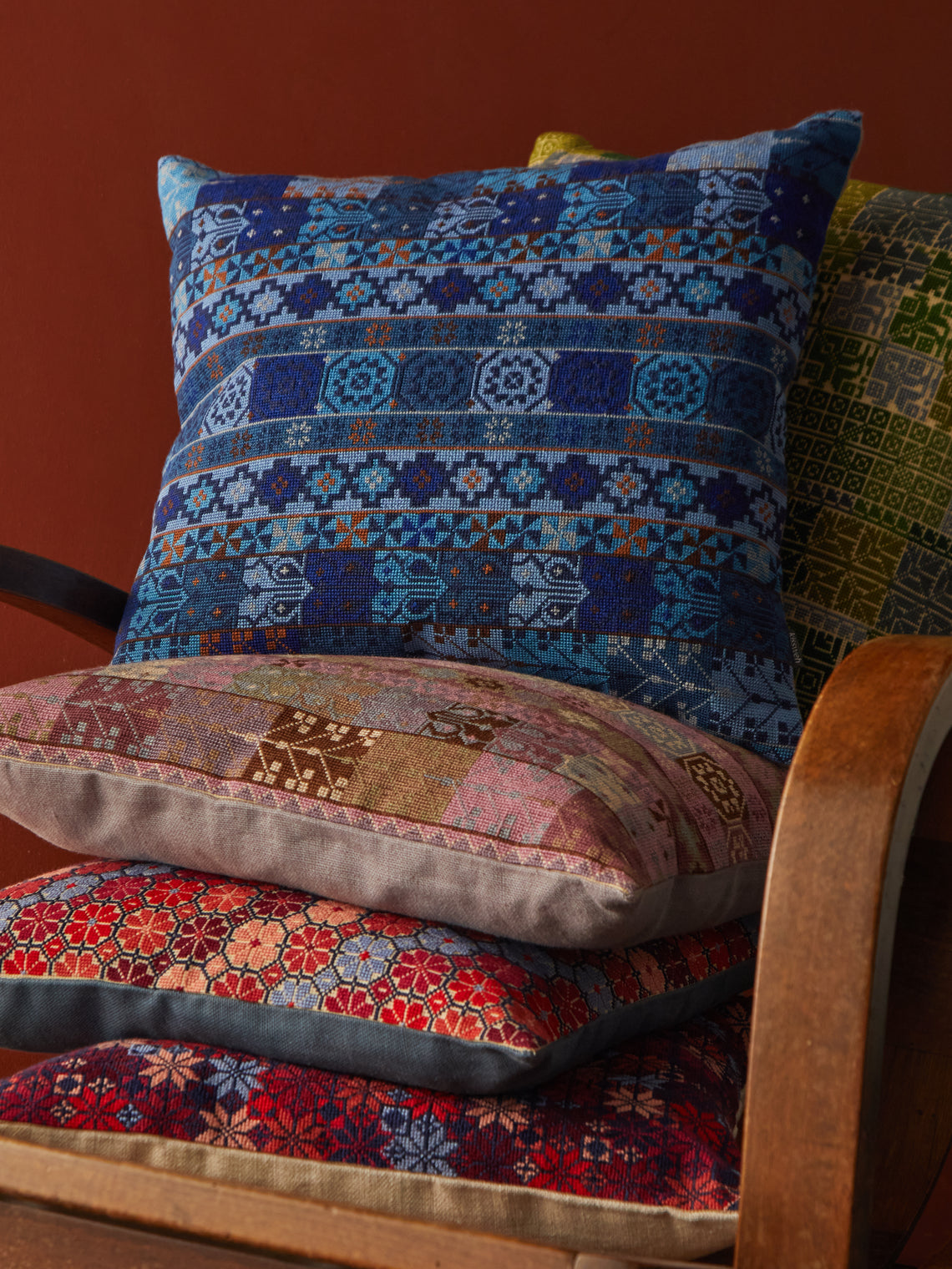Kissweh - Malak Hand-Embroidered Cotton Cushion -  - ABASK