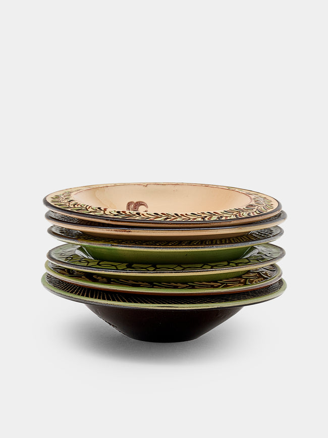 Poterie d’Évires - Animals Hand-Painted Ceramic Breakfast Bowls (Set of 6) - Multiple - ABASK - 