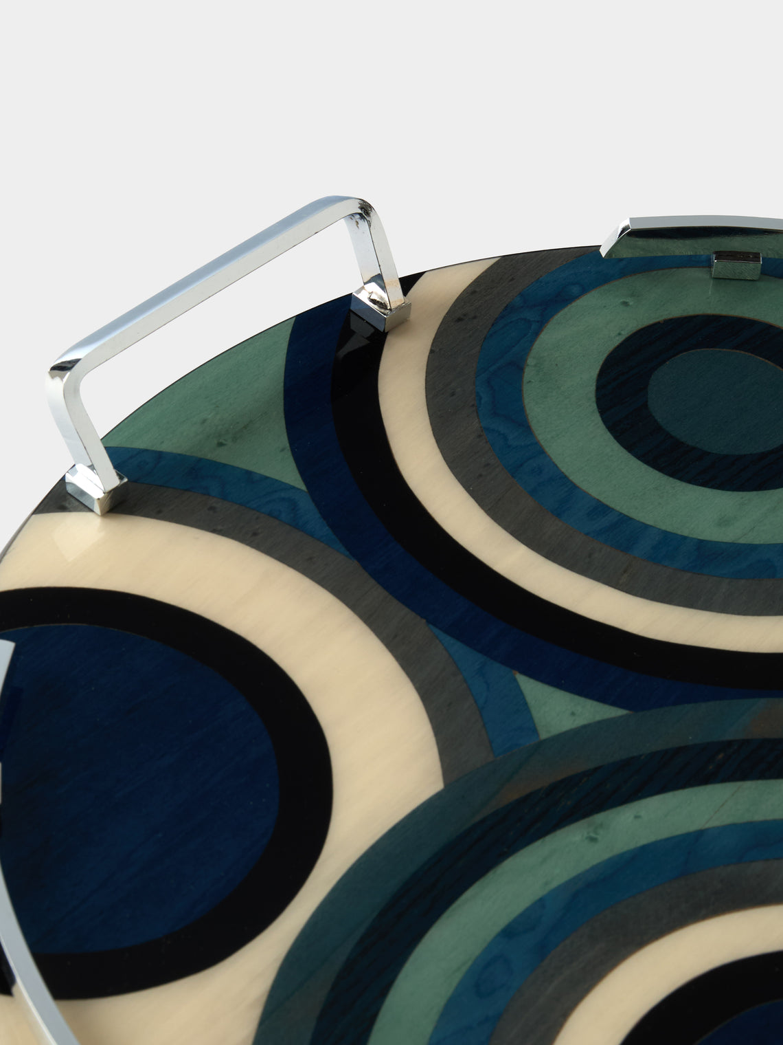 Mastellone Giuseppe - Wood Inlay Tray (12.5in/32cm) - Blue - ABASK