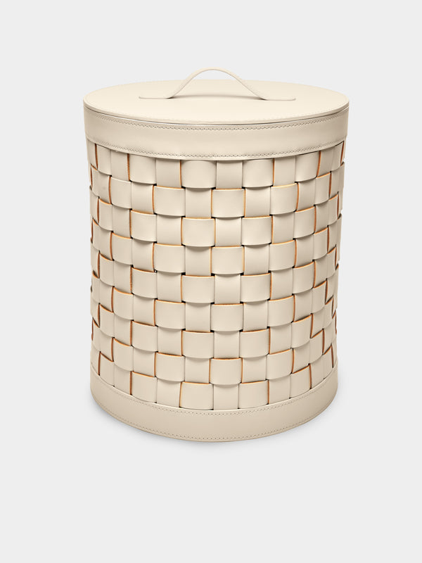 Riviere - Woven Leather Laundry Basket - Cream - ABASK - 