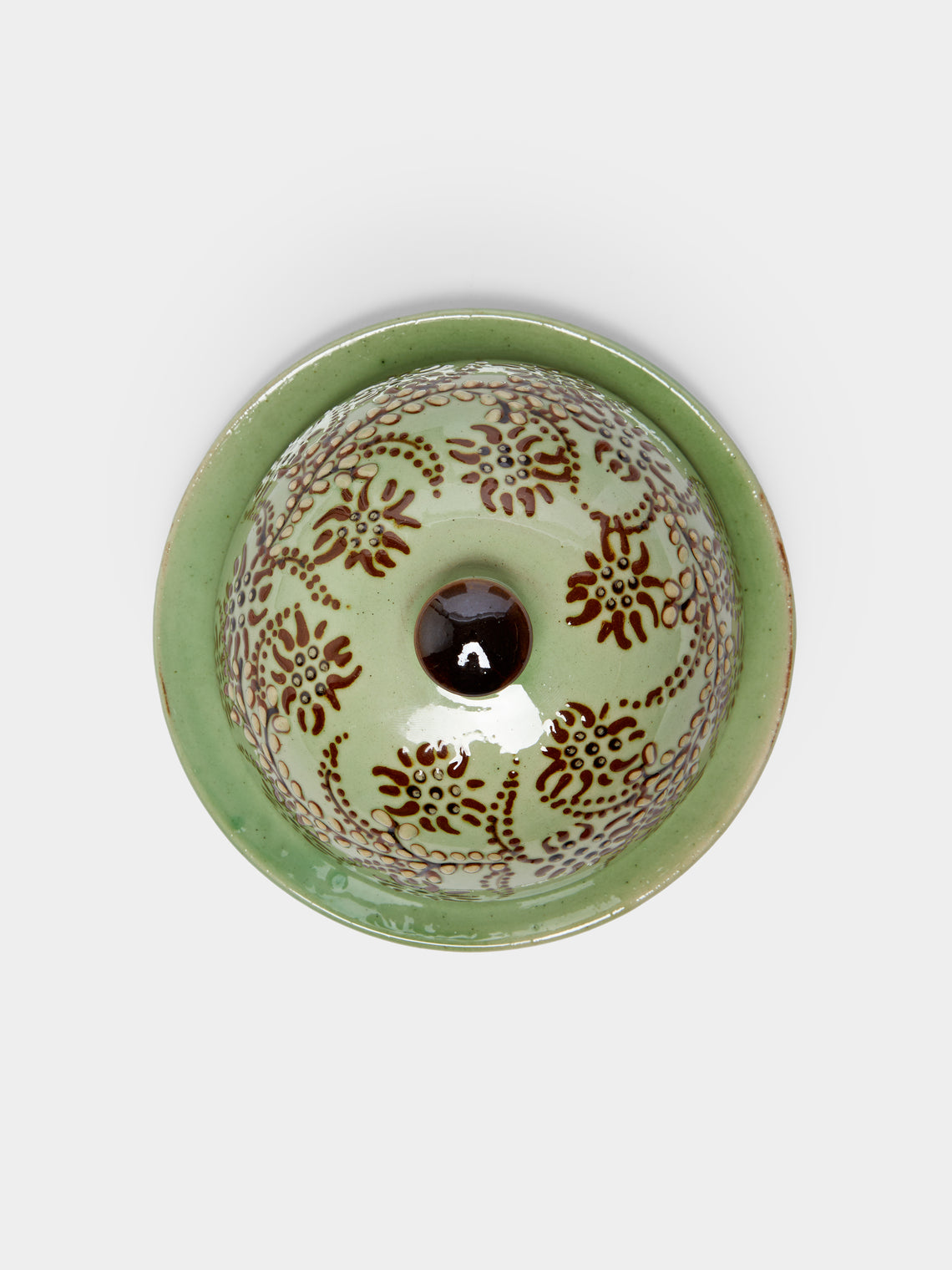 Poterie d’Évires - Flowers Hand-Painted Ceramic Small Butter Dish -  - ABASK
