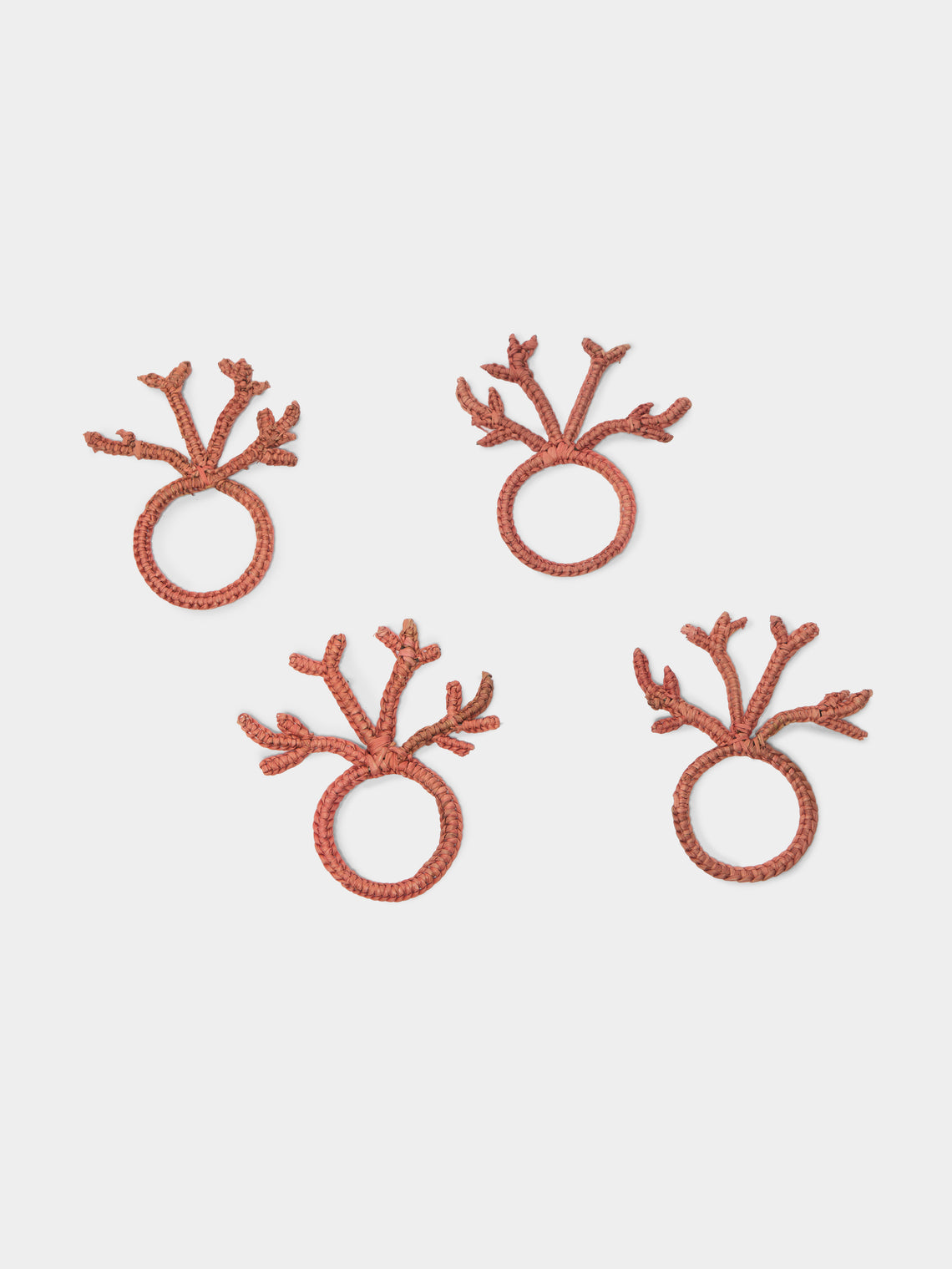 Coro Cora - Coral Handwoven Iraca Palm Napkin Rings (Set of 4) -  - ABASK