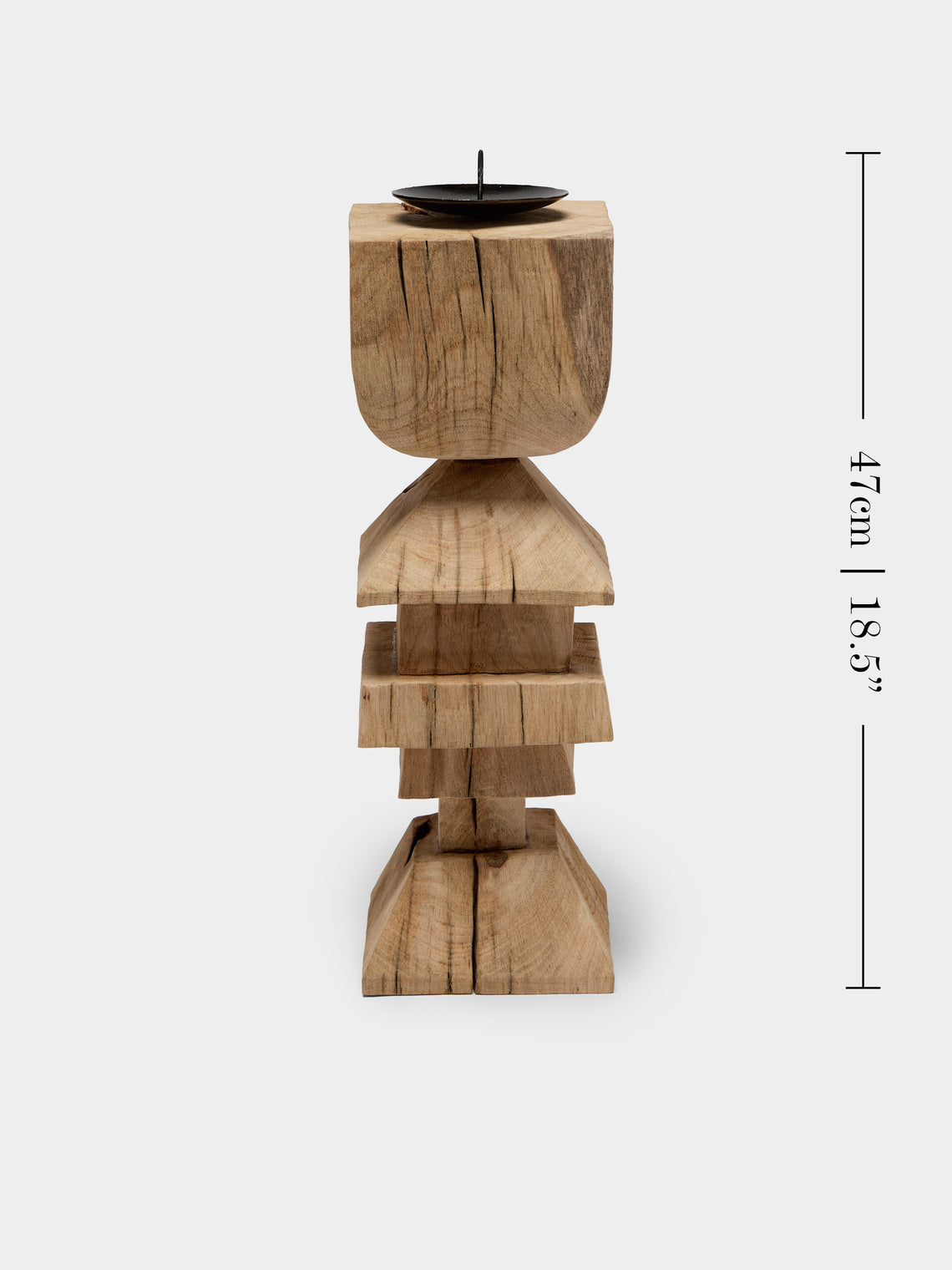 Jamie Gaunt Designs - Totem Hand-Carved Wood Candle Holder - Light Brown - ABASK