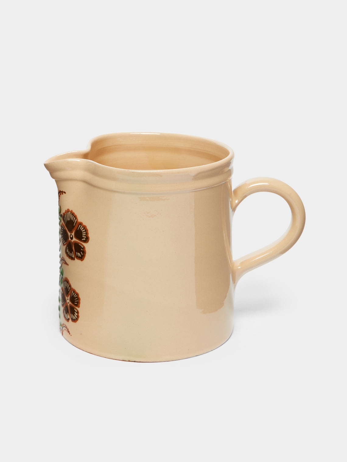 Poterie d’Évires - Flowers Hand-Painted Ceramic Straight-Edge Jug -  - ABASK