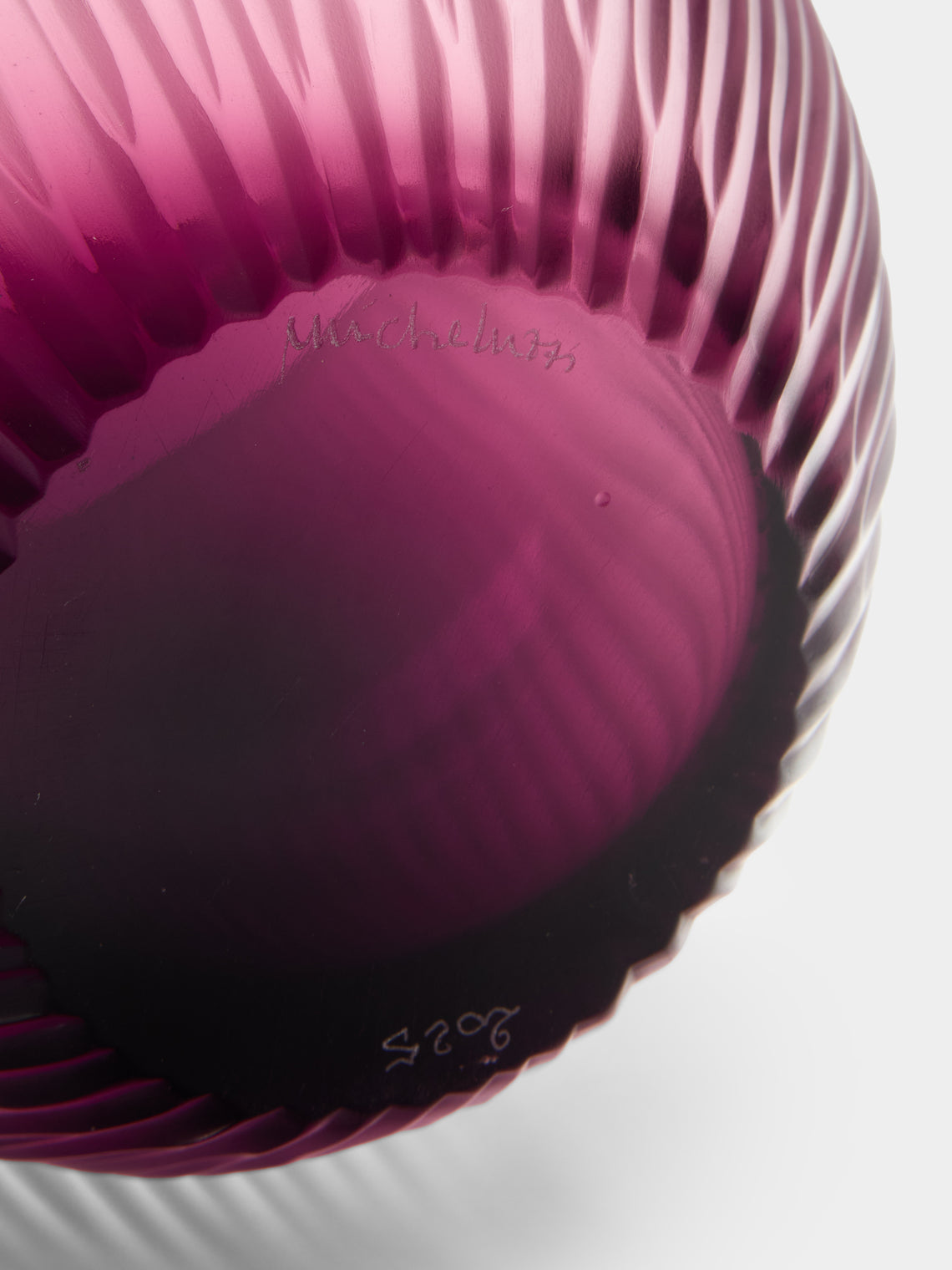 Micheluzzi Glass - Goccia Ametista Righe Hand-Blown Murano Glass Vase (8in/20cm) - Purple - ABASK