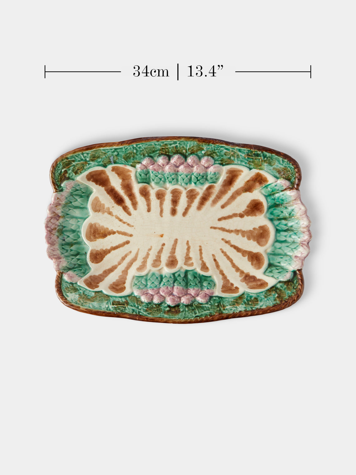 Antique and Vintage - 1950s Ceramic Asparagus Serving Dish on Platter - Multiple - ABASK