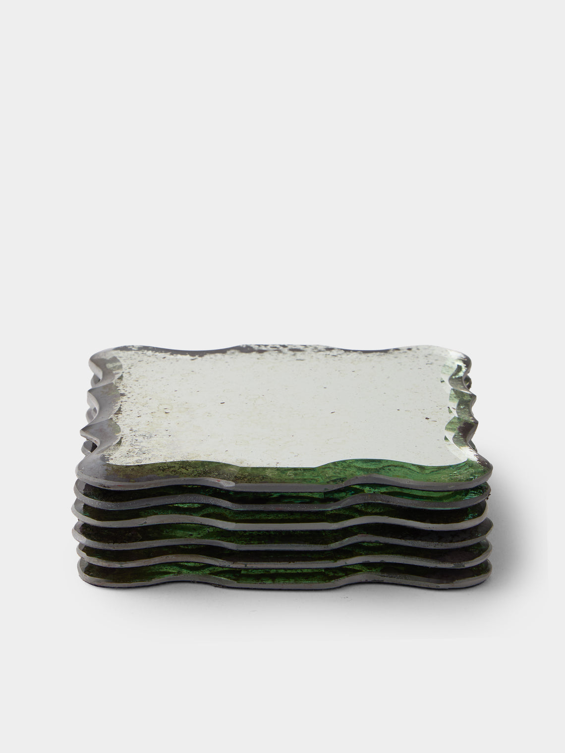 Borgo delle Tovaglie - Firenze Mirrored Glass Coasters (Set of 6) - Silver - ABASK