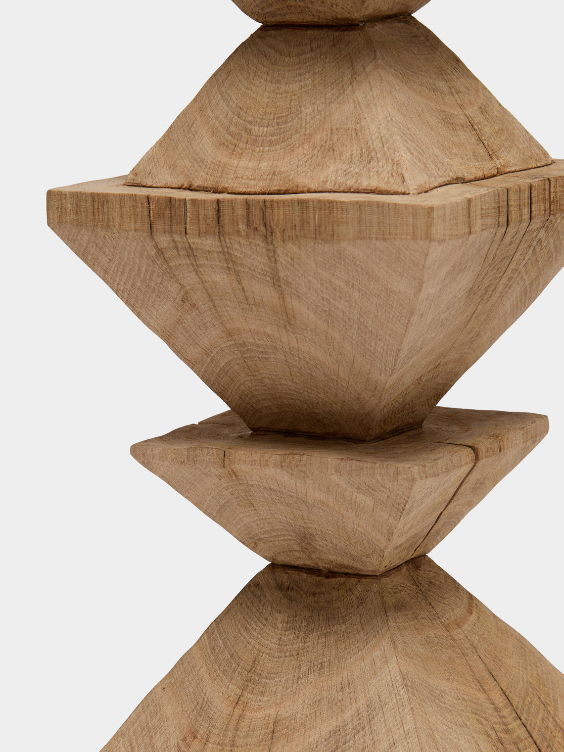 Jamie Gaunt Designs - Totem Hand-Carved Wood Candle Holder - Light Brown - ABASK