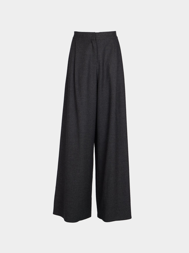 Dusan - Flanella Wool Wide-Leg Trousers | Size: S - Gray - ABASK - 