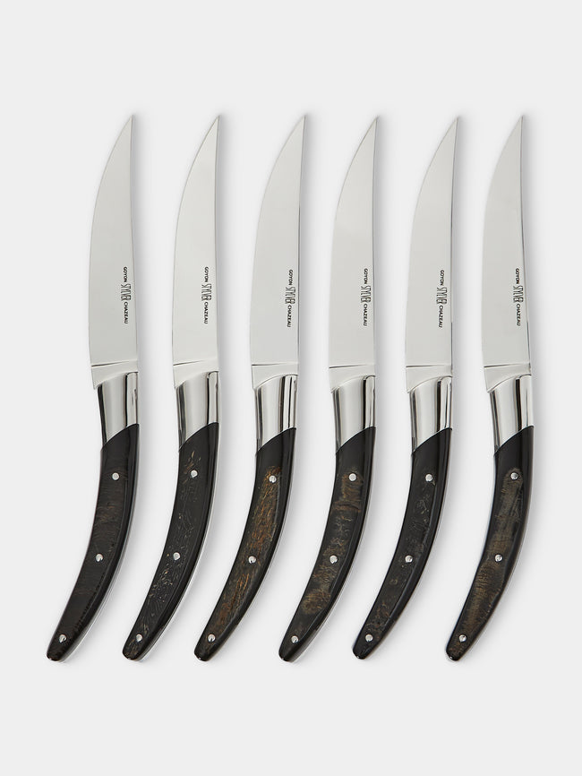 Goyon-Chazeau - Stylver Origines Buffalo Horn Table Knives (Set of 6) - Black - ABASK - 