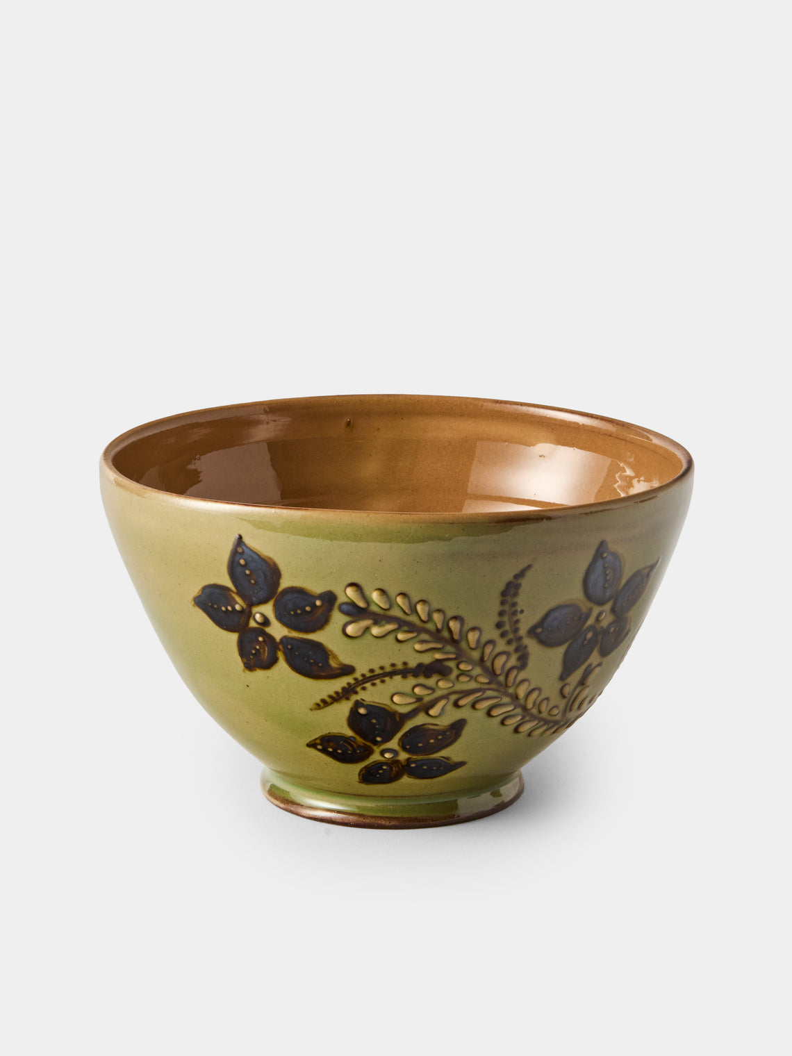 Poterie d’Évires - Flowers Hand-Painted Ceramic Grand Bowls (Set of 4) - Green - ABASK