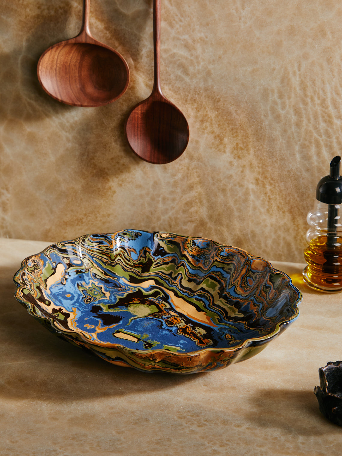 Atelier Saint-André Perrin - Marbled Ceramic Large Serving Plate -  - ABASK