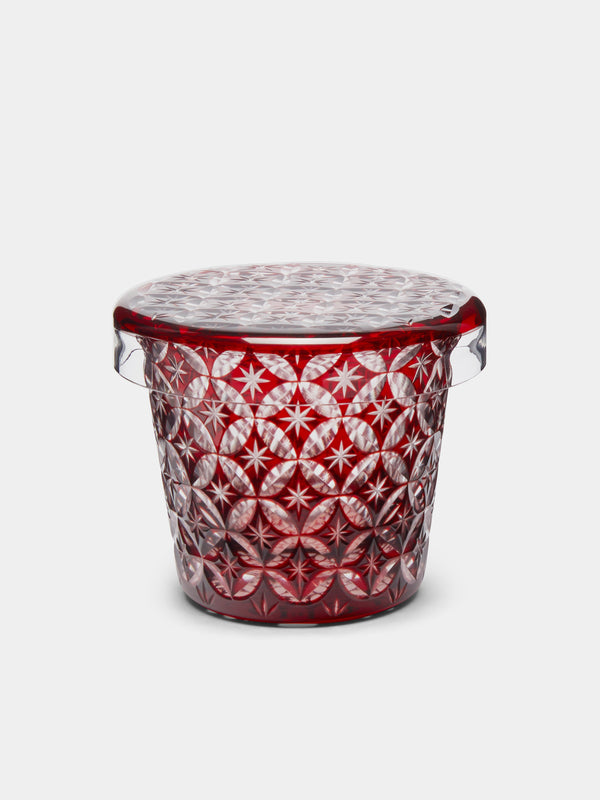 Hirota Glass - Edo Kiroko Hand-Cut Lidded Glass - Red - ABASK - 