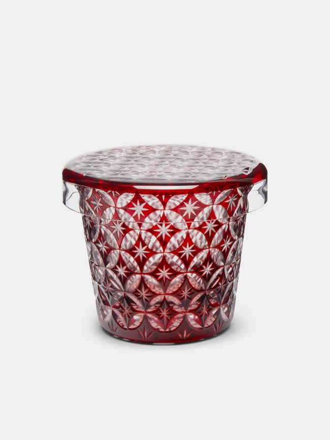 Hirota Glass - Edo Kiroko Hand-Cut Lidded Glass - Red - ABASK - 