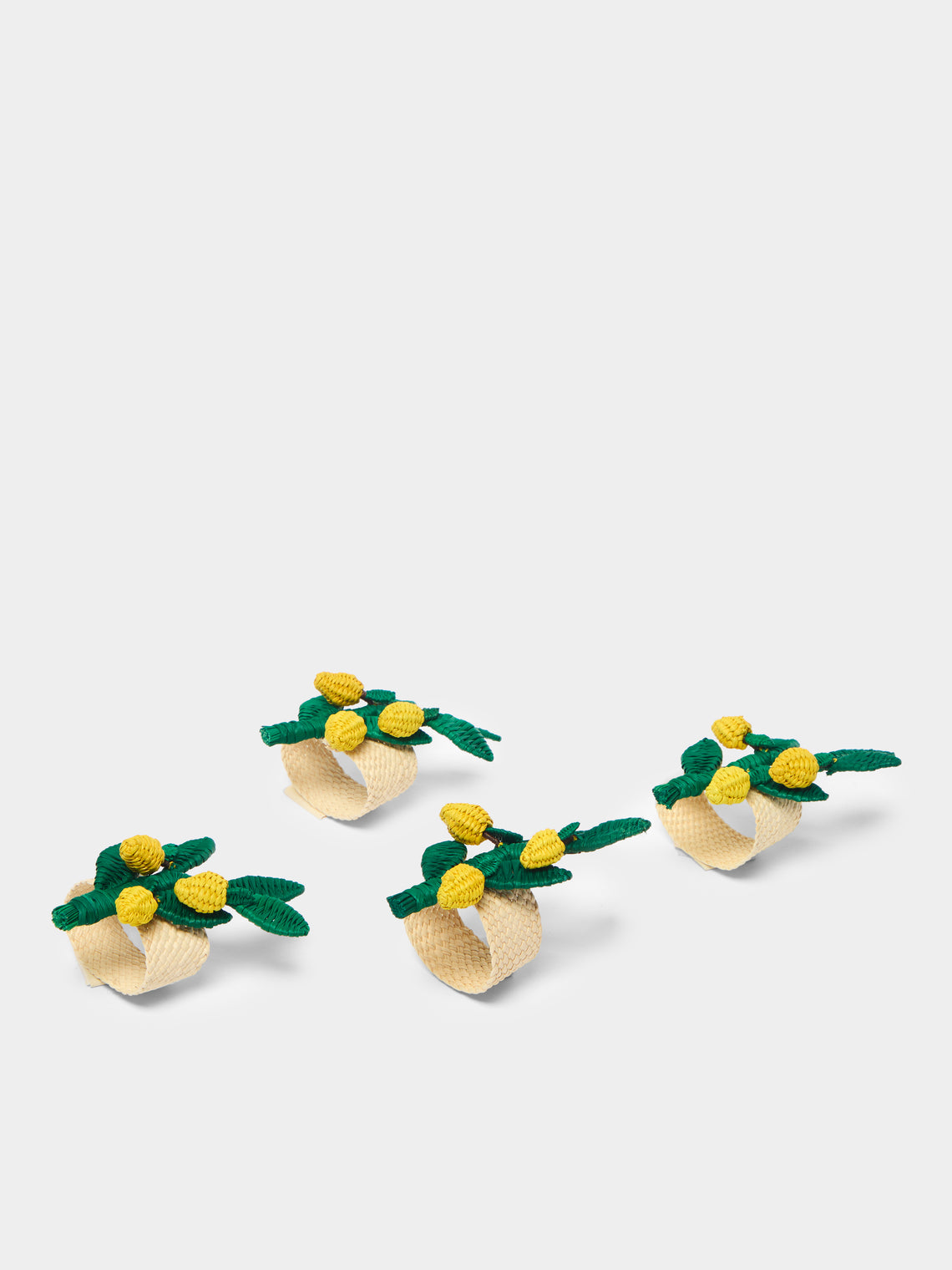 Coro Cora - Lemon Branch Handwoven Iraca Palm Napkin Rings (Set of 4) -  - ABASK