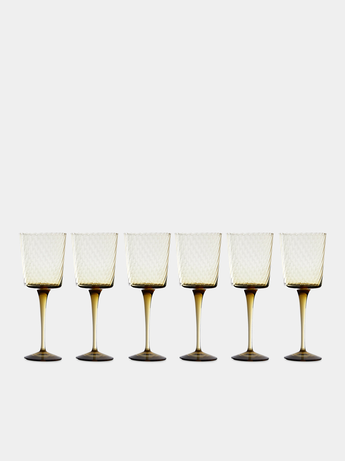 Mun Deluxe Brand Venezia - Torsé Hand-Blown Glass Wine Glasses (Set of 6) - Green - ABASK 