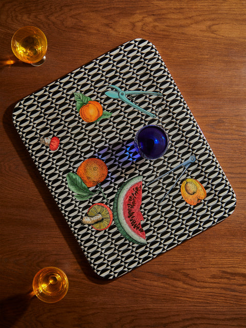 Fornasetti - Oggetti e Frutti Wood Tray - Black - ABASK